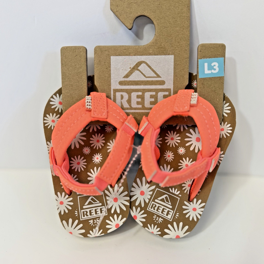 REEF Unisex Kids' Little Ahi Flip Flops Daisy CJ2840 Daisy New Size 3